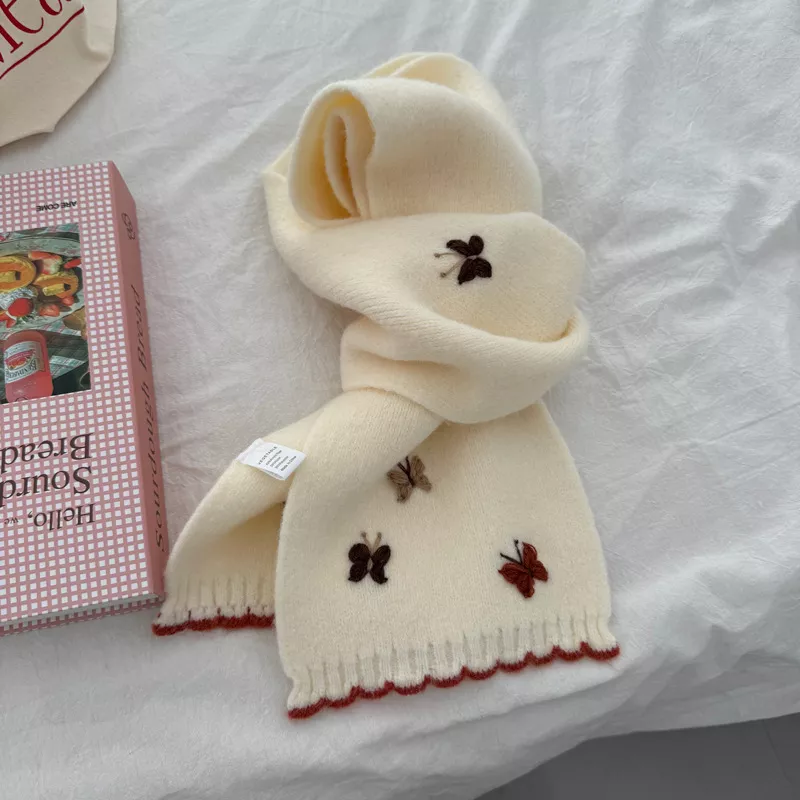 Butterfly Embroidered Knitted Scarf, image 12