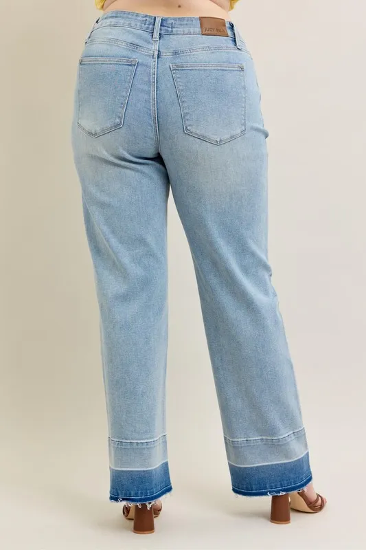 Full Size Mr Release Hem Wide Leg Jeans Plus Size, image 4