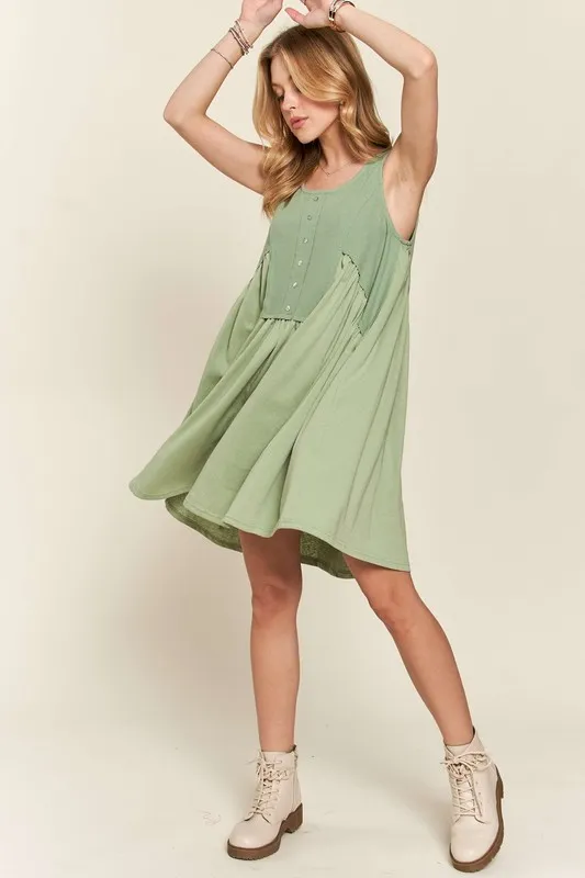 Decorative Button Sleeveless Babydoll Dress, image 2