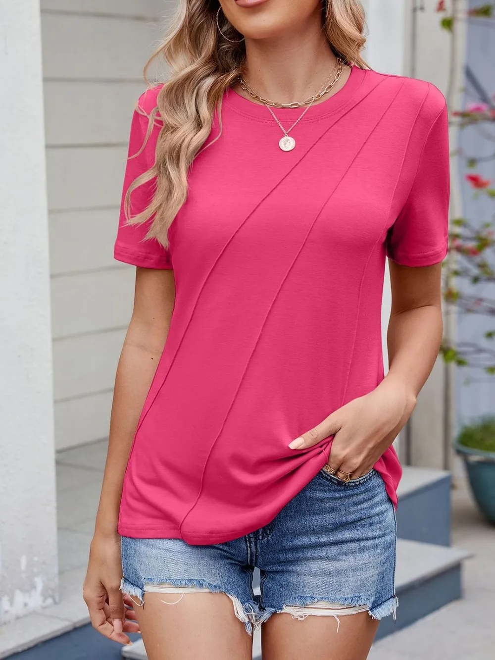 Round Neck Short Sleeve T-Shirt, image 28