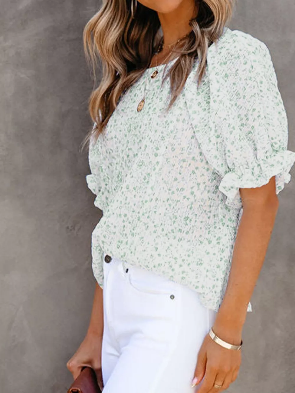 Full Size Floral Print Ruffle Sleeve Blouse Plus Size, image 14