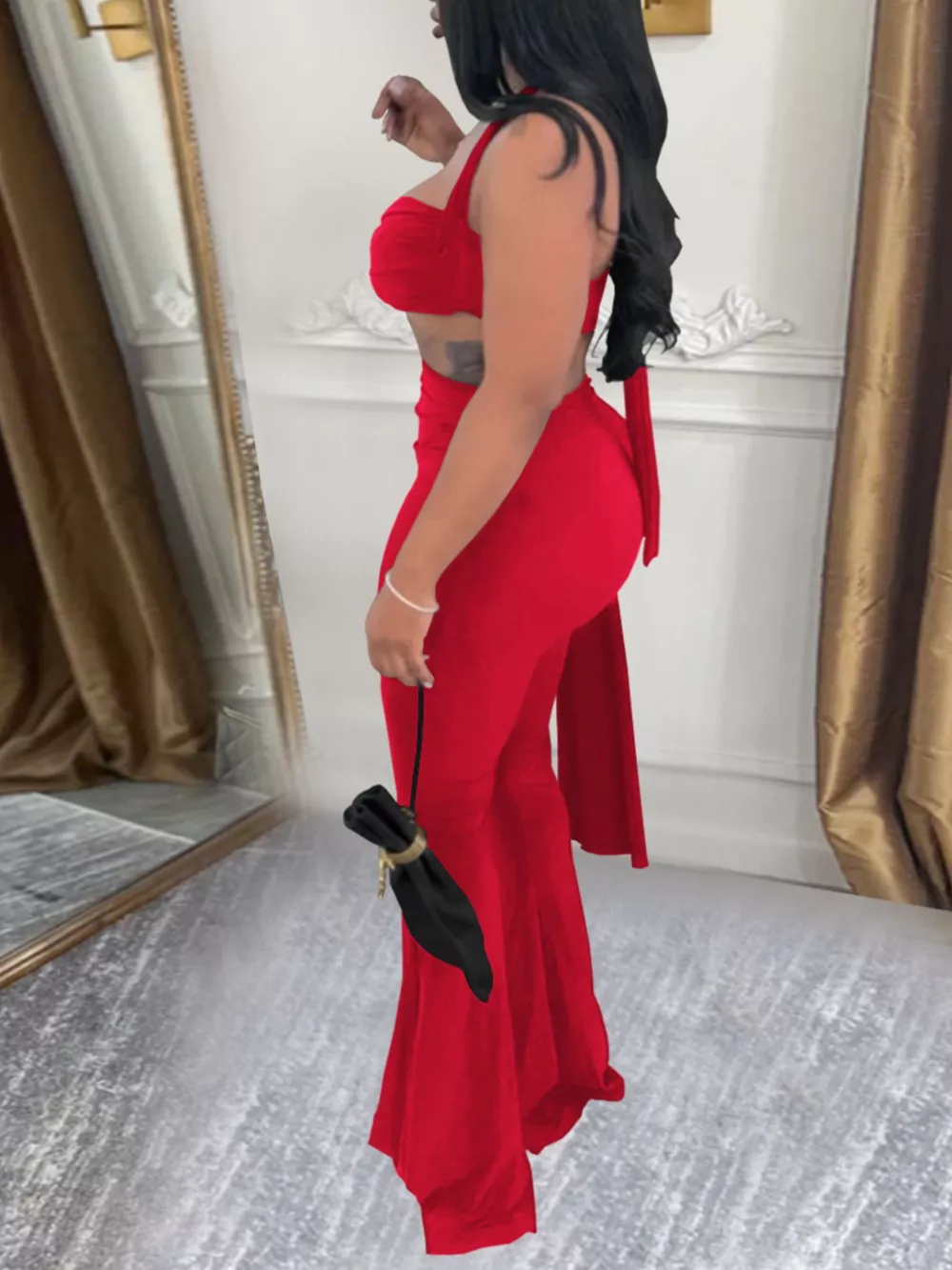 Halter Neck Top and Flare Pants Set, image 6