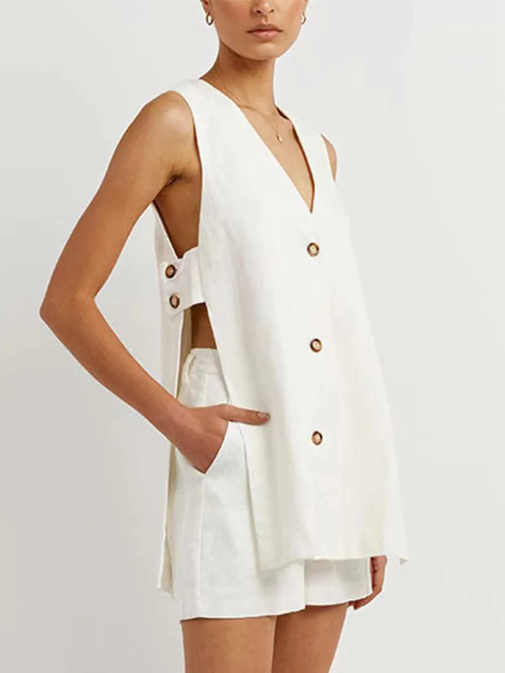 Full Size Button Up Top and Shorts Set, image 12