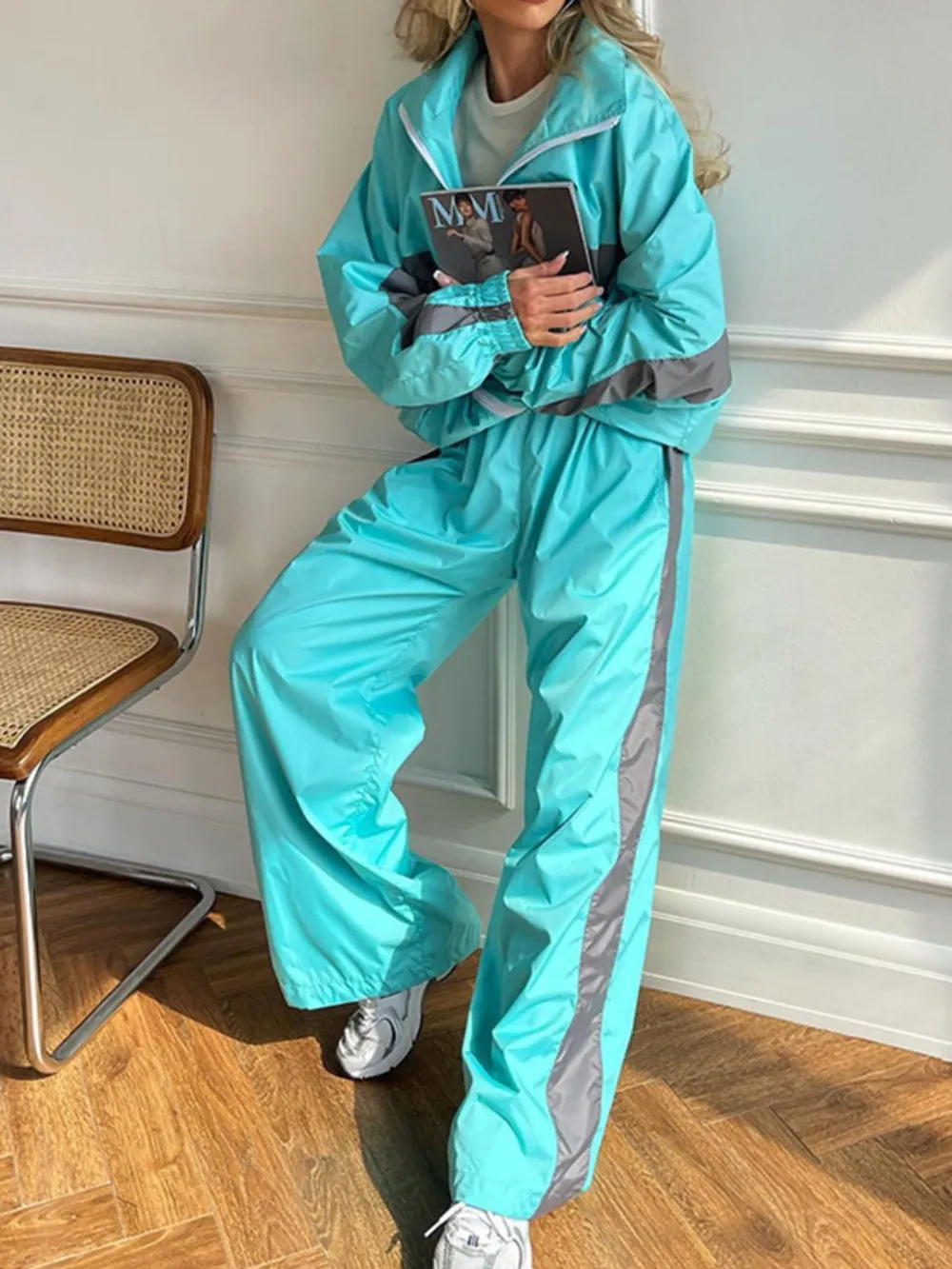 Zip Up Long Sleeve Top and Pants Set, image 9