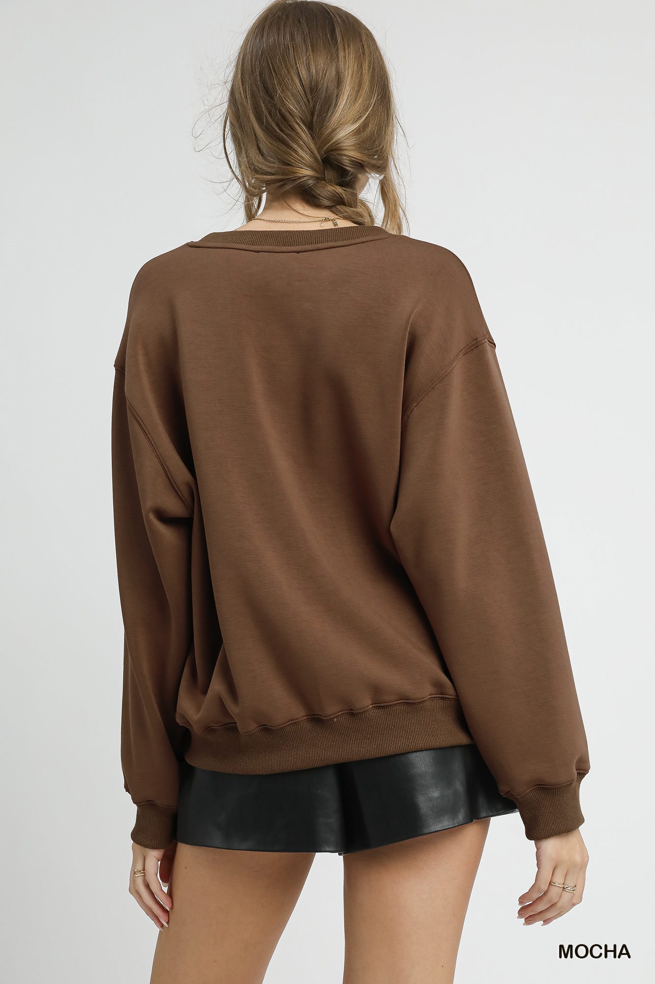 Round Neck Long Sleeve Fleece Sweatshirt, image 5