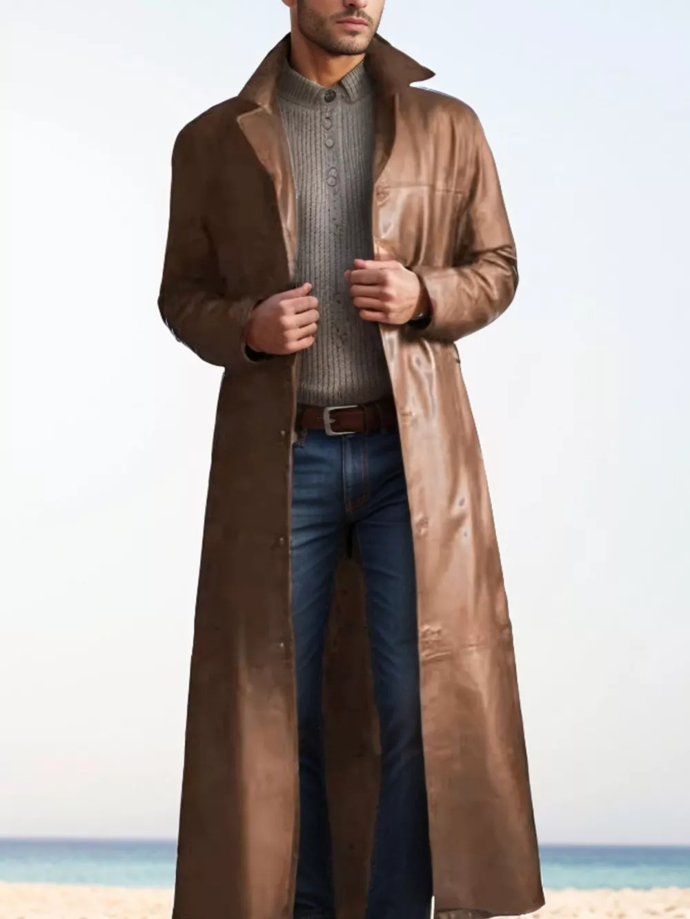 Men's Full Size Button Up Long Sleeve Longline Jacket Plus Size, image 4