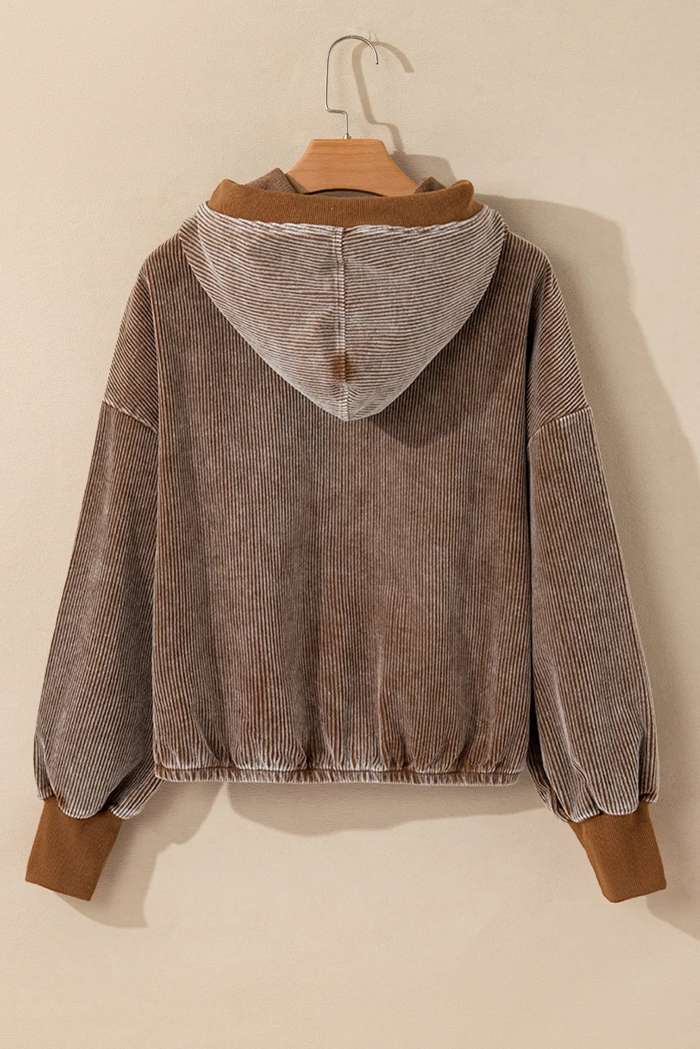 Drawstring Half Zip Long Sleeve Hoodie, image 4
