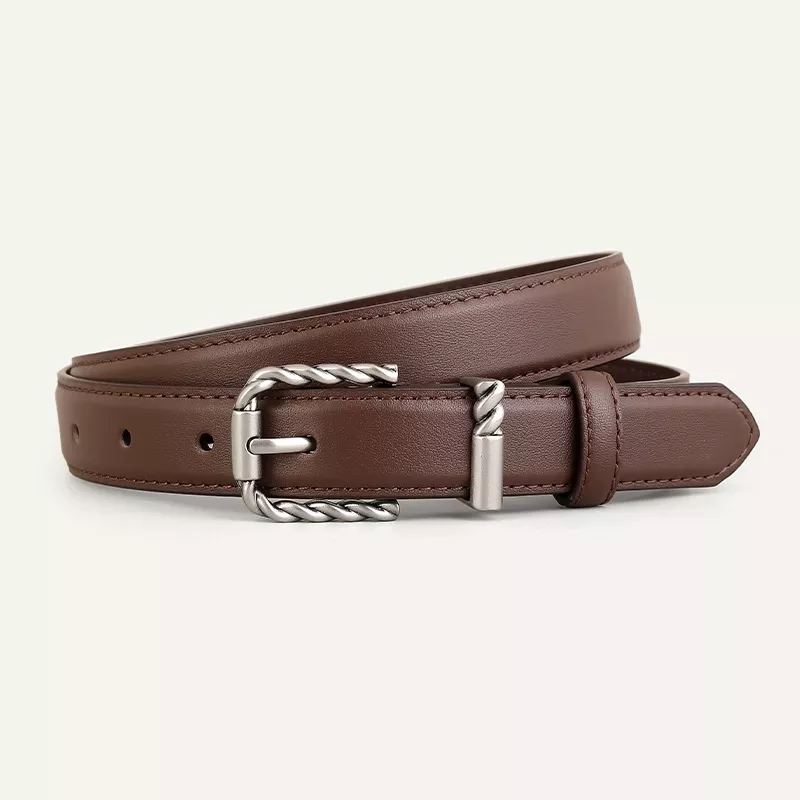 Leather Belt with Twisted Buckle, image 3