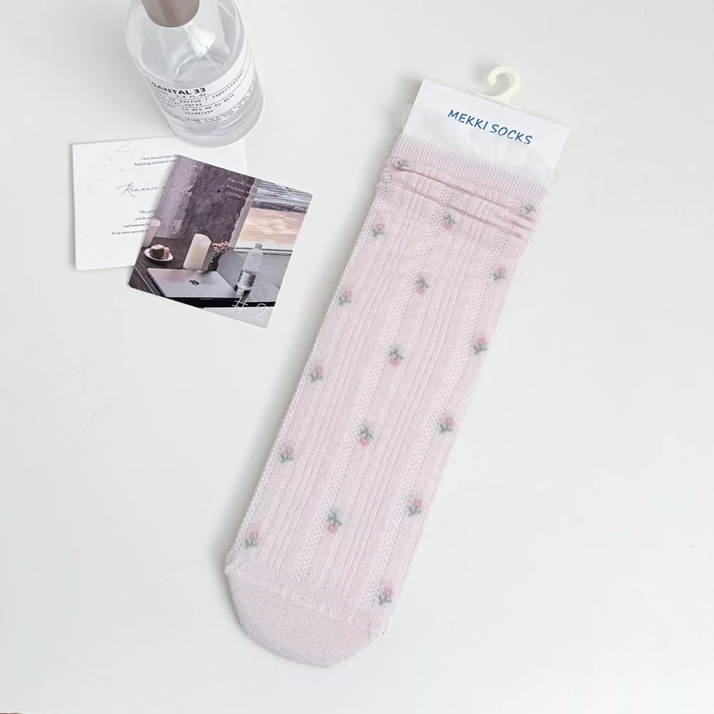 Breathable Floral Crew Socks, image 12
