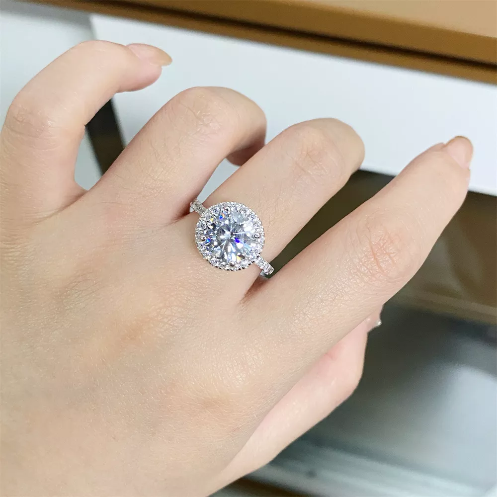 5 Carat Moissanite 925 Sterling Silver Round Ring, image 3