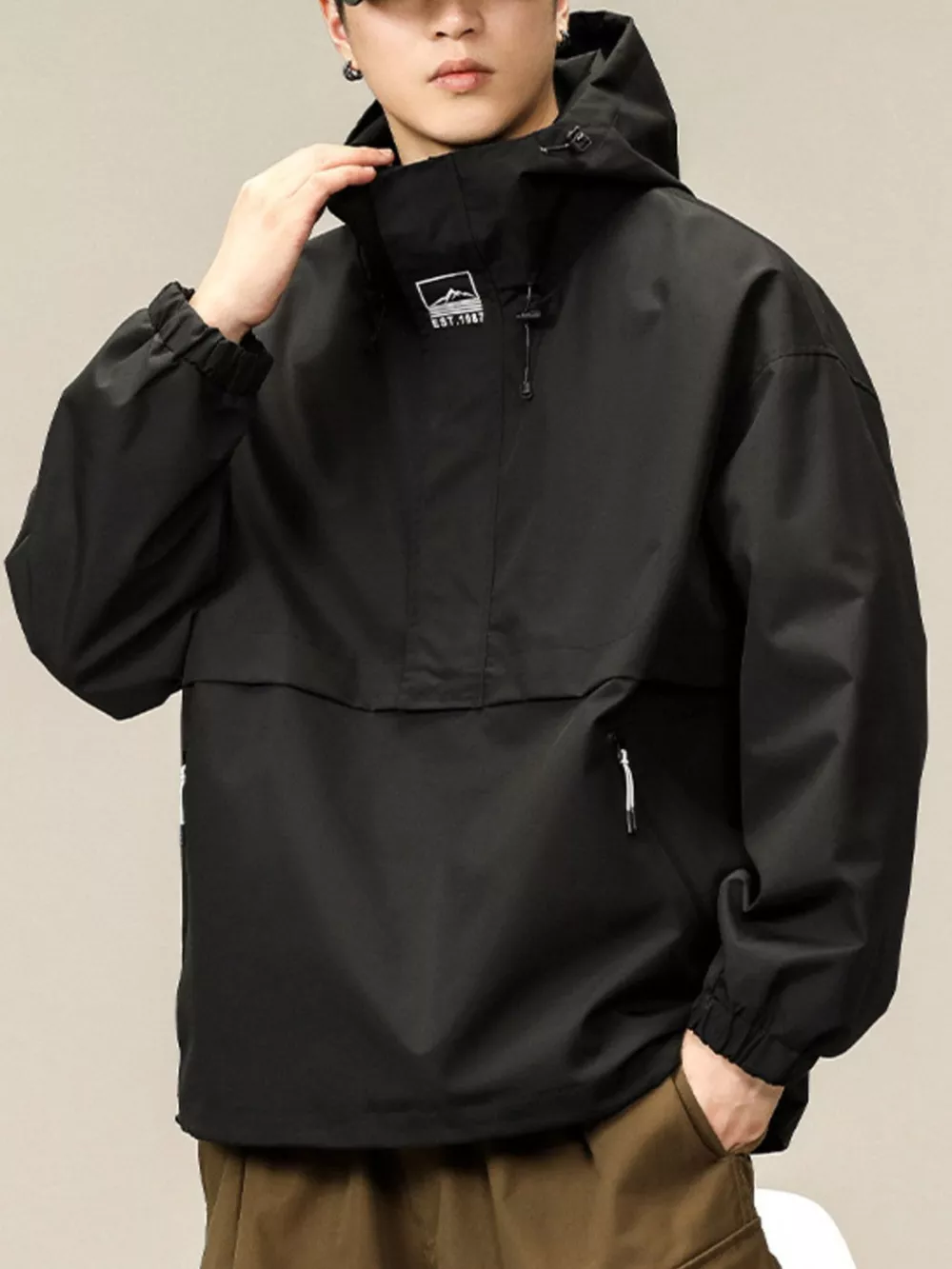 Men's Plus Size Hooded Windbreaker Jacket