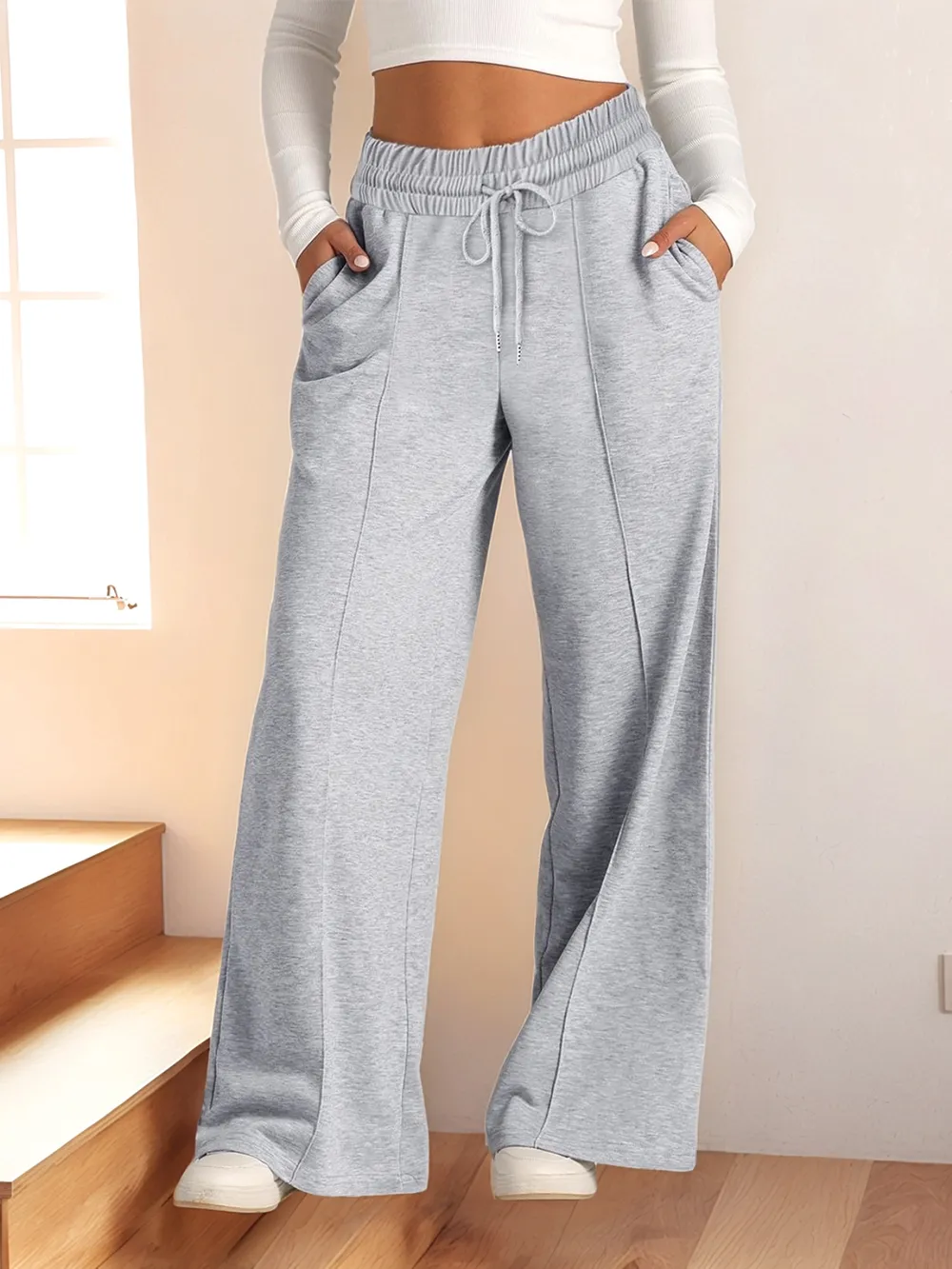 Full Size Drawstring Relaxed Fit Wide Leg Pants Plus Size, image 7