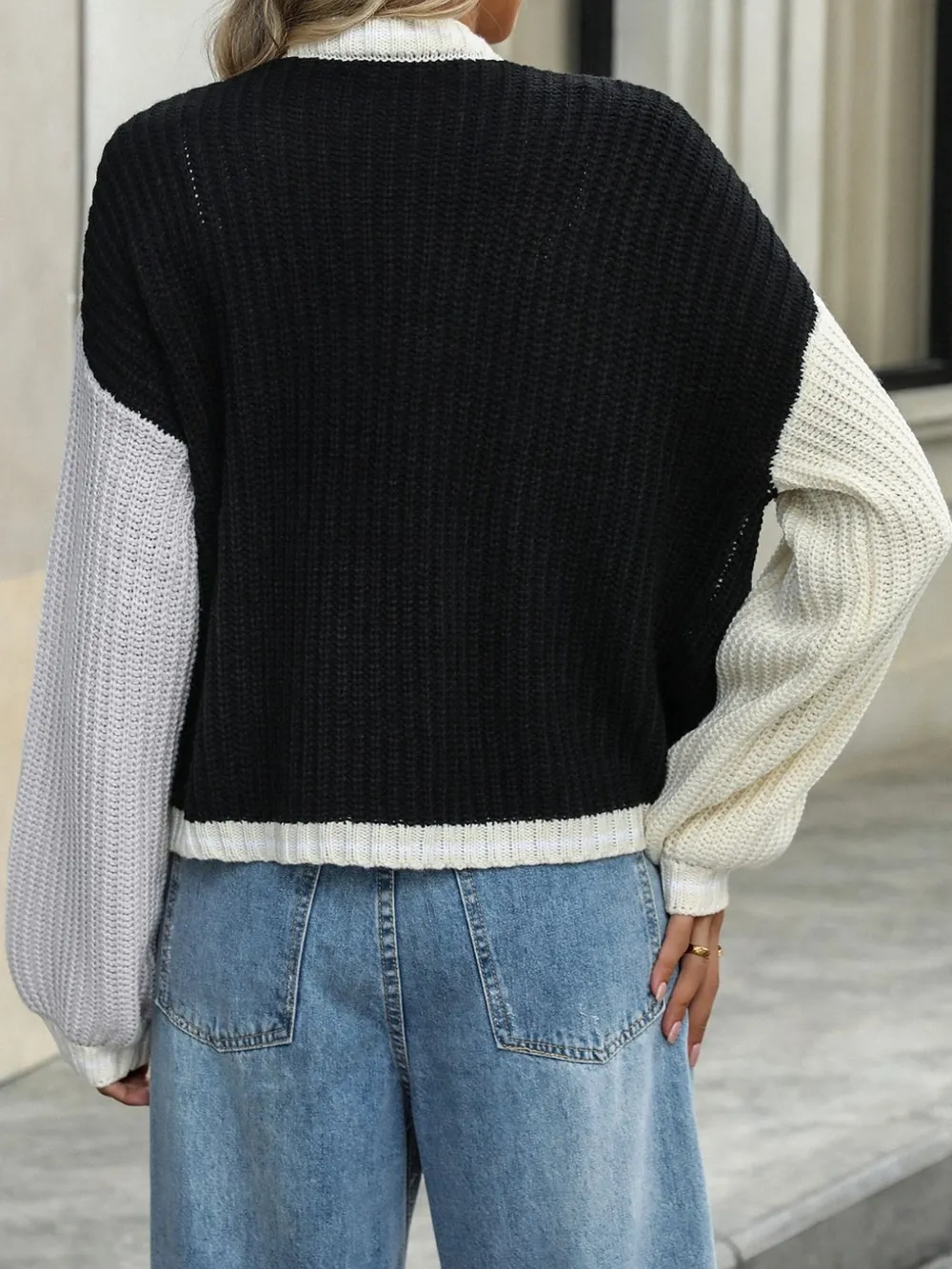 Contrast Open Front Long Sleeve Cardigan, image 7