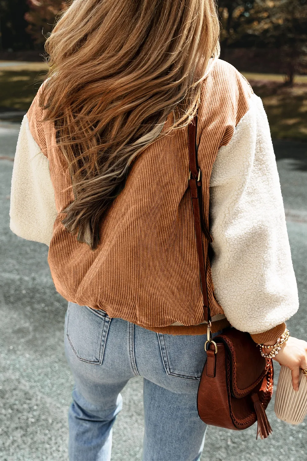 Contrast Baseball Collar Snap Down Long Sleeve Jacket, image 11