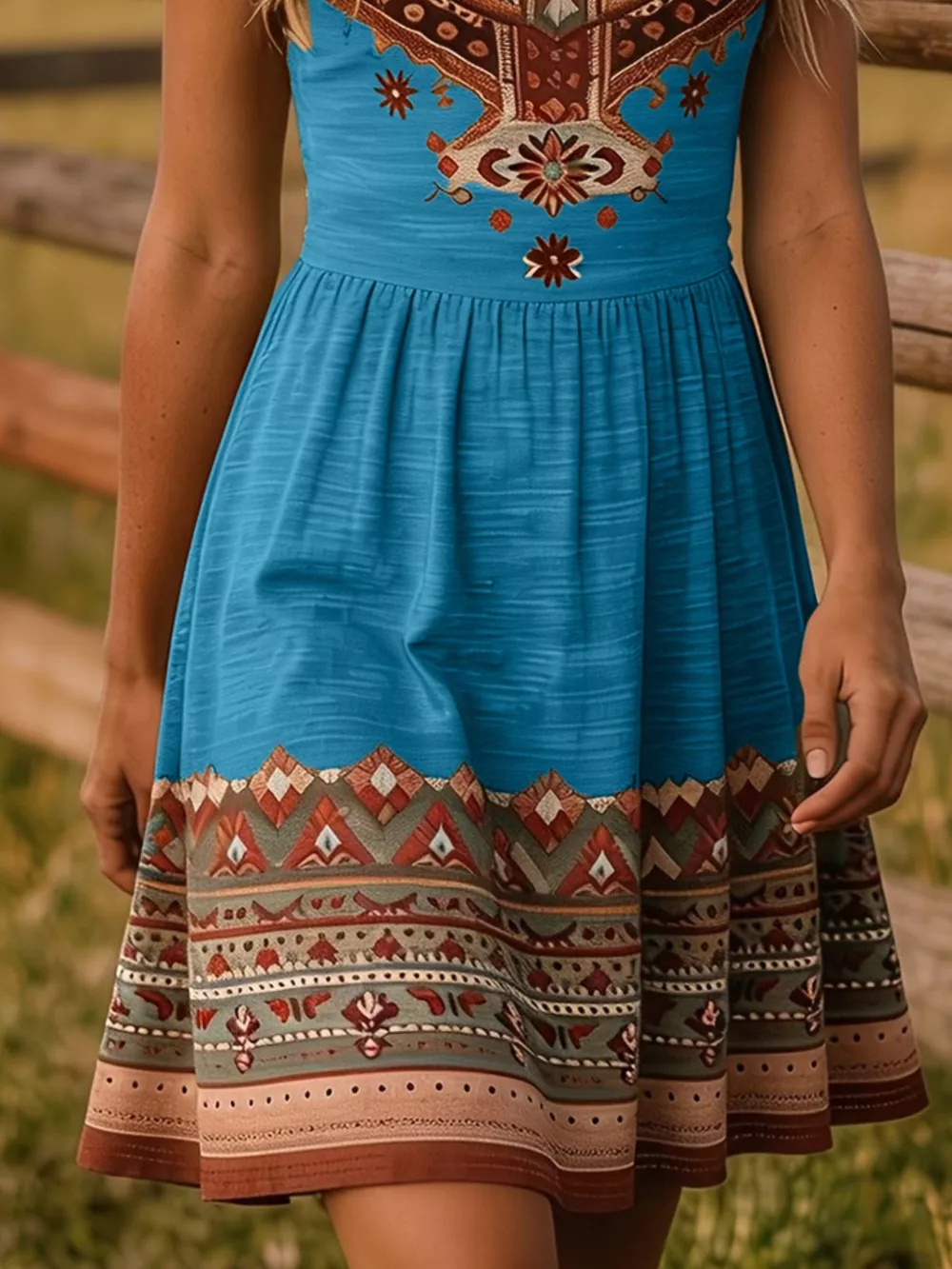 Tribal Print Sleeveless A-Line Summer Dress, image 18
