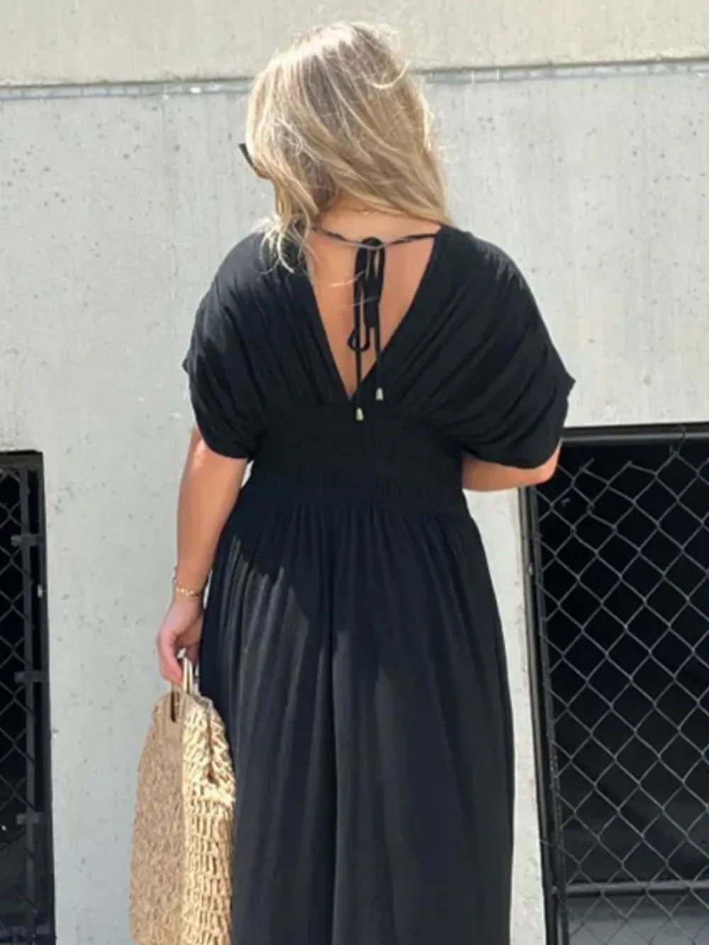 Full Size Deep V-Neck Maxi Dress with Side Slit Plus Size, image 4