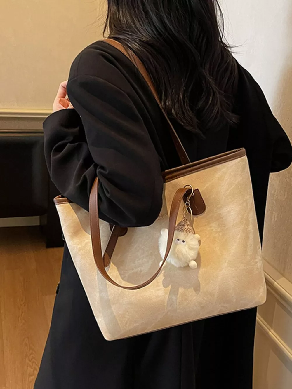 Shoulder Bag with Plush Charm, image 2