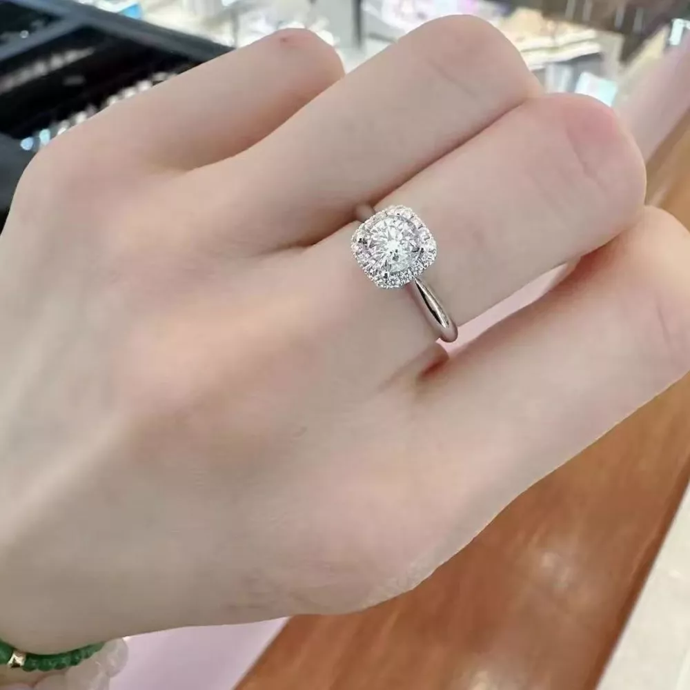 1 Carat 925 Sterling Silver Moissanite Square Ring, image 4