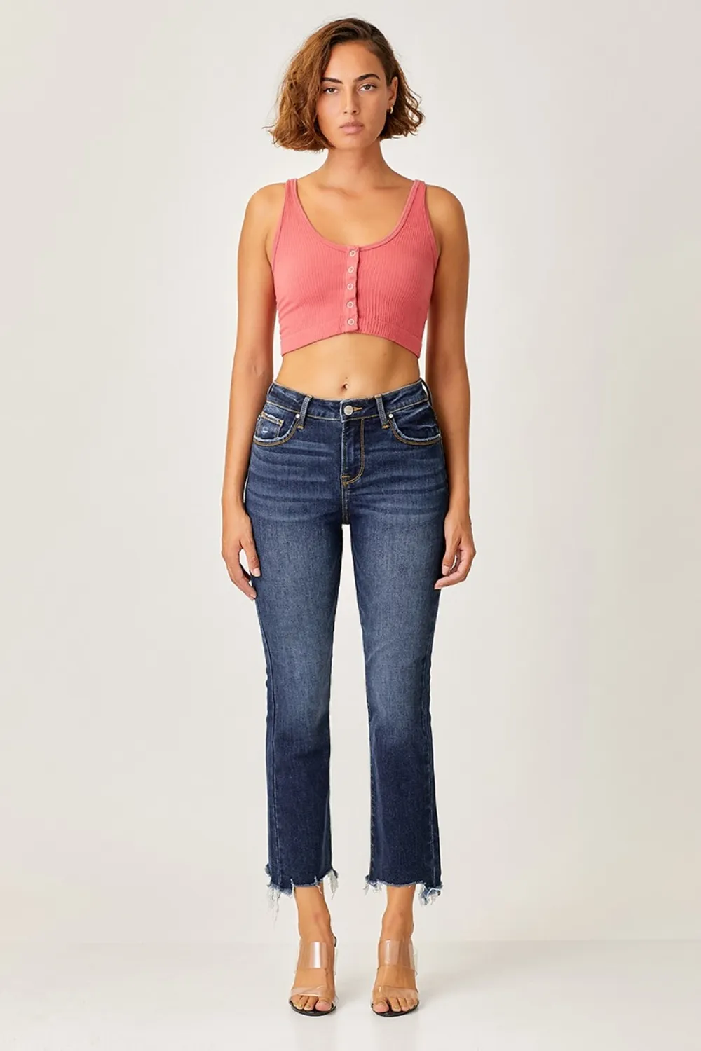 Full Size Frayed Hem Cropped Straight Jeans, image 4