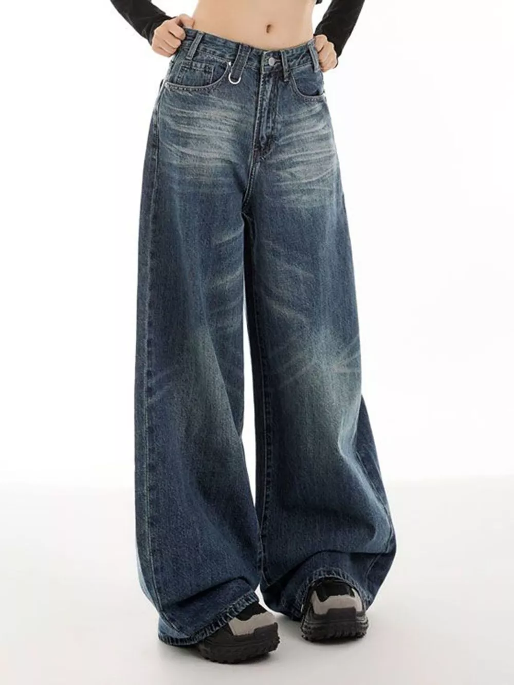 Vintage Wash Wide Leg Jeans
