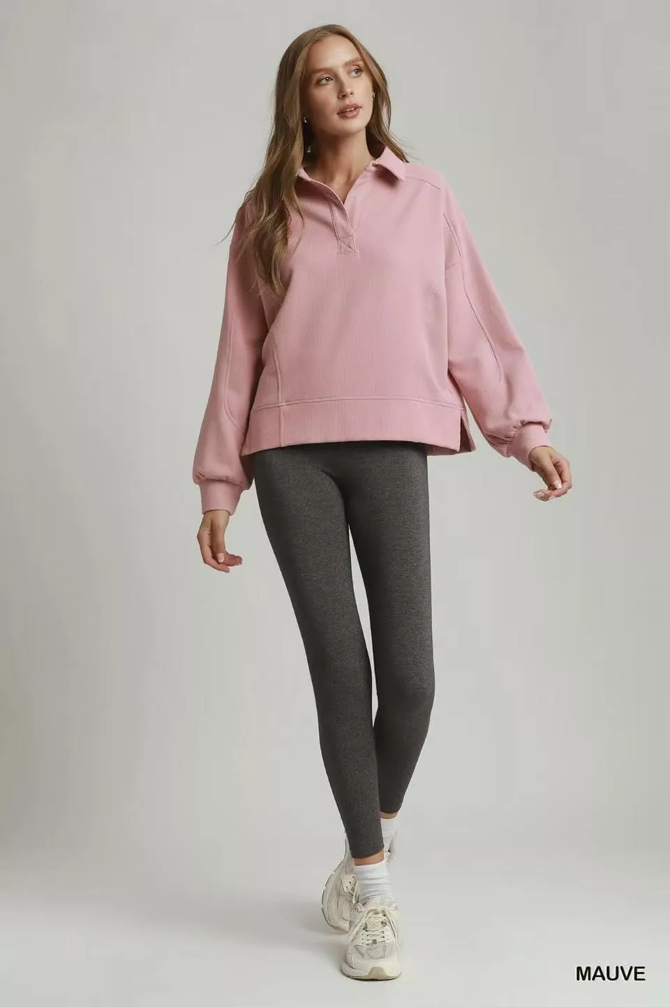 Brushed Waffle Polo Collared Pullover, image 6
