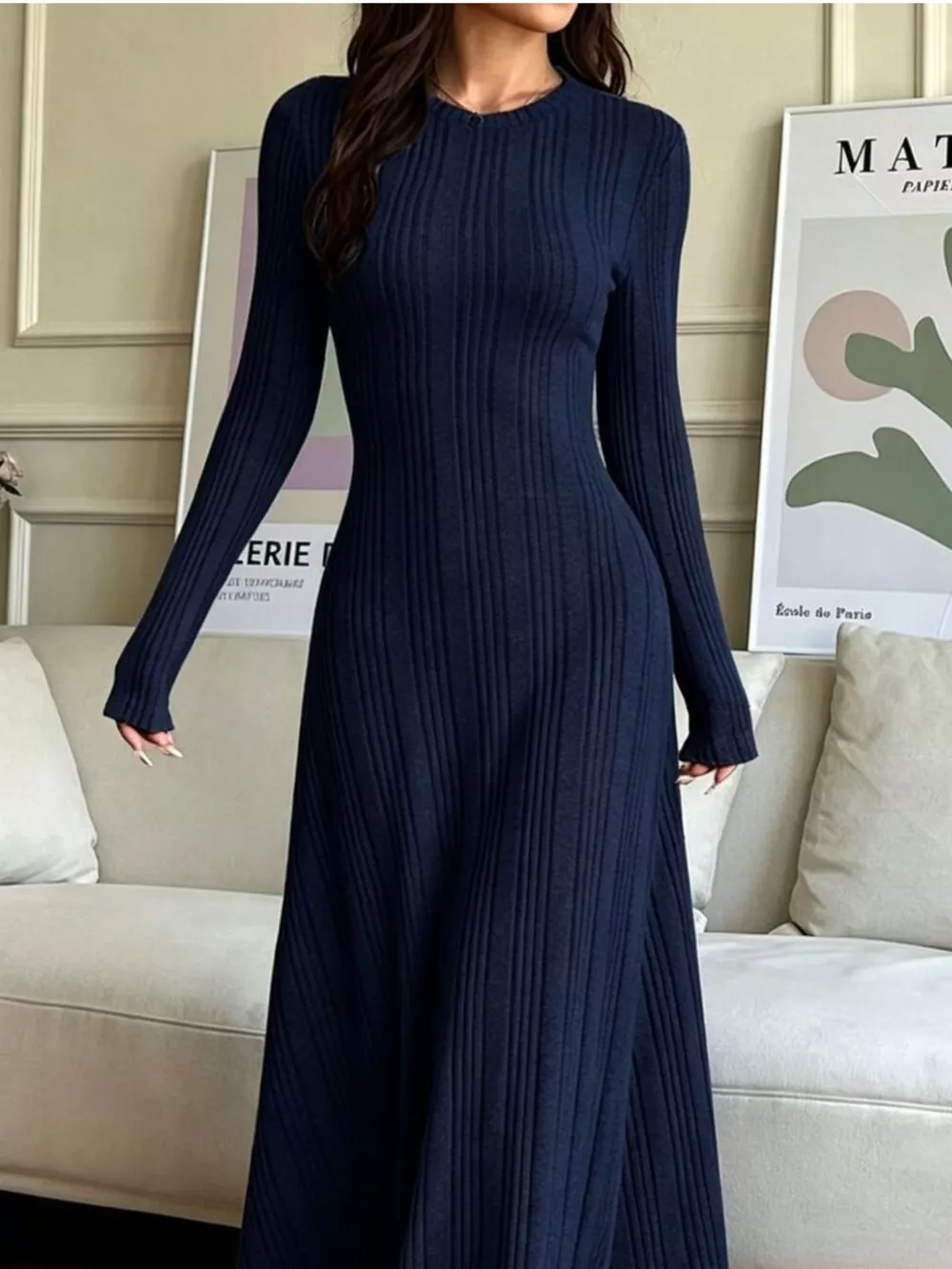 Long Sleeve Ribbed Knit Dress, image 14