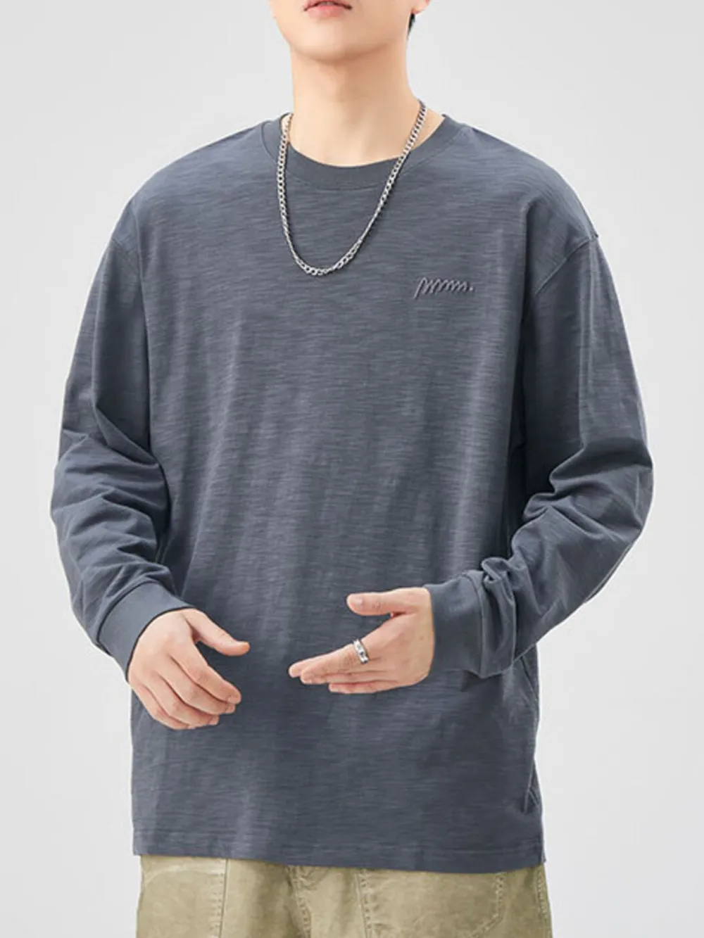 Men's Plus Size Basic Style Oversized Sweatshirt with Embroidered Logo, image 5