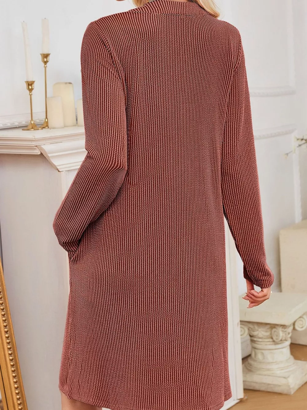 Casual Ribbed Knit Long Sleeve Dress, image 28