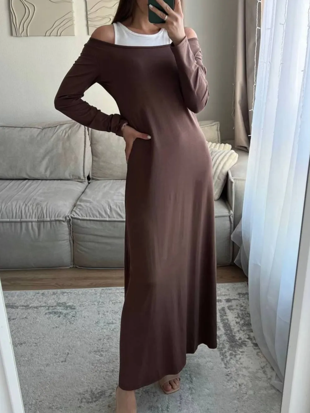 Contrast Long Sleeve Maxi Dress, image 8