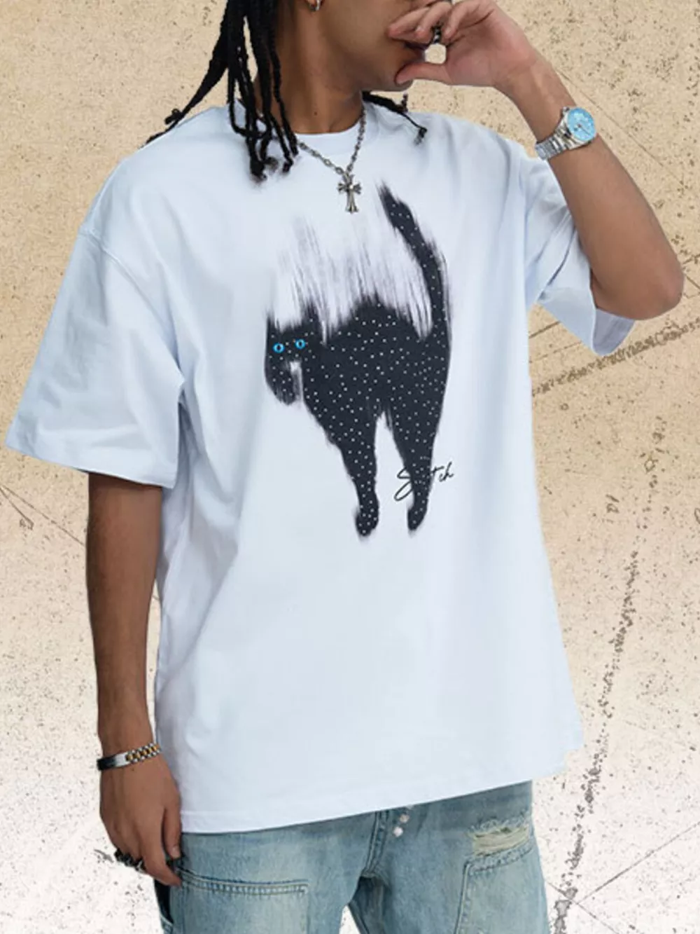 Men's Cat Graphic Short Sleeve T-Shirt, image 2
