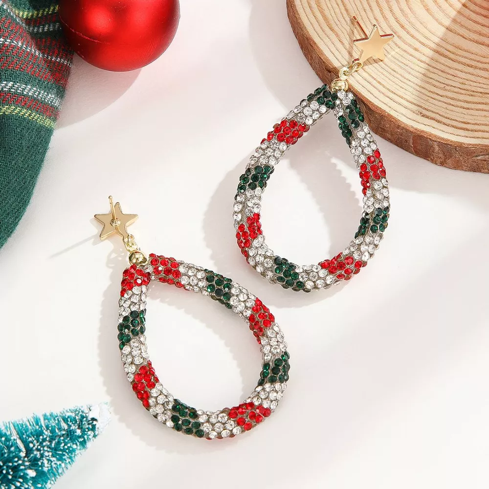 Christmas Rhinestone Teardrop Earrings, image 3