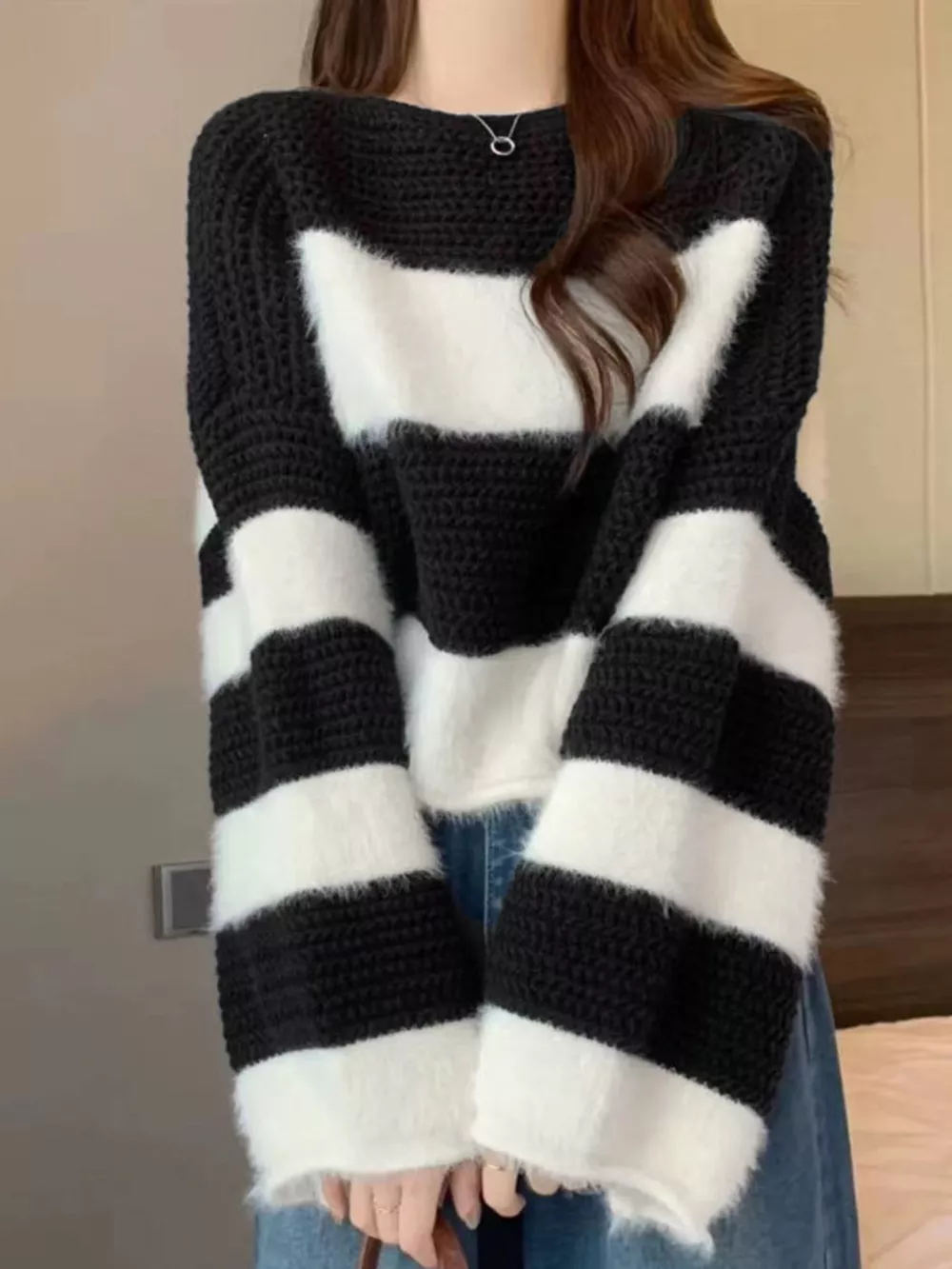 Color Block Dropped Shoulder Sweater, image 6