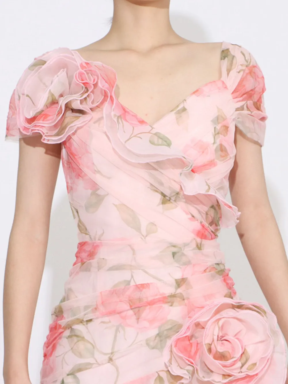 Floral Ruffled Short Sleeve Maxi Dress, image 4
