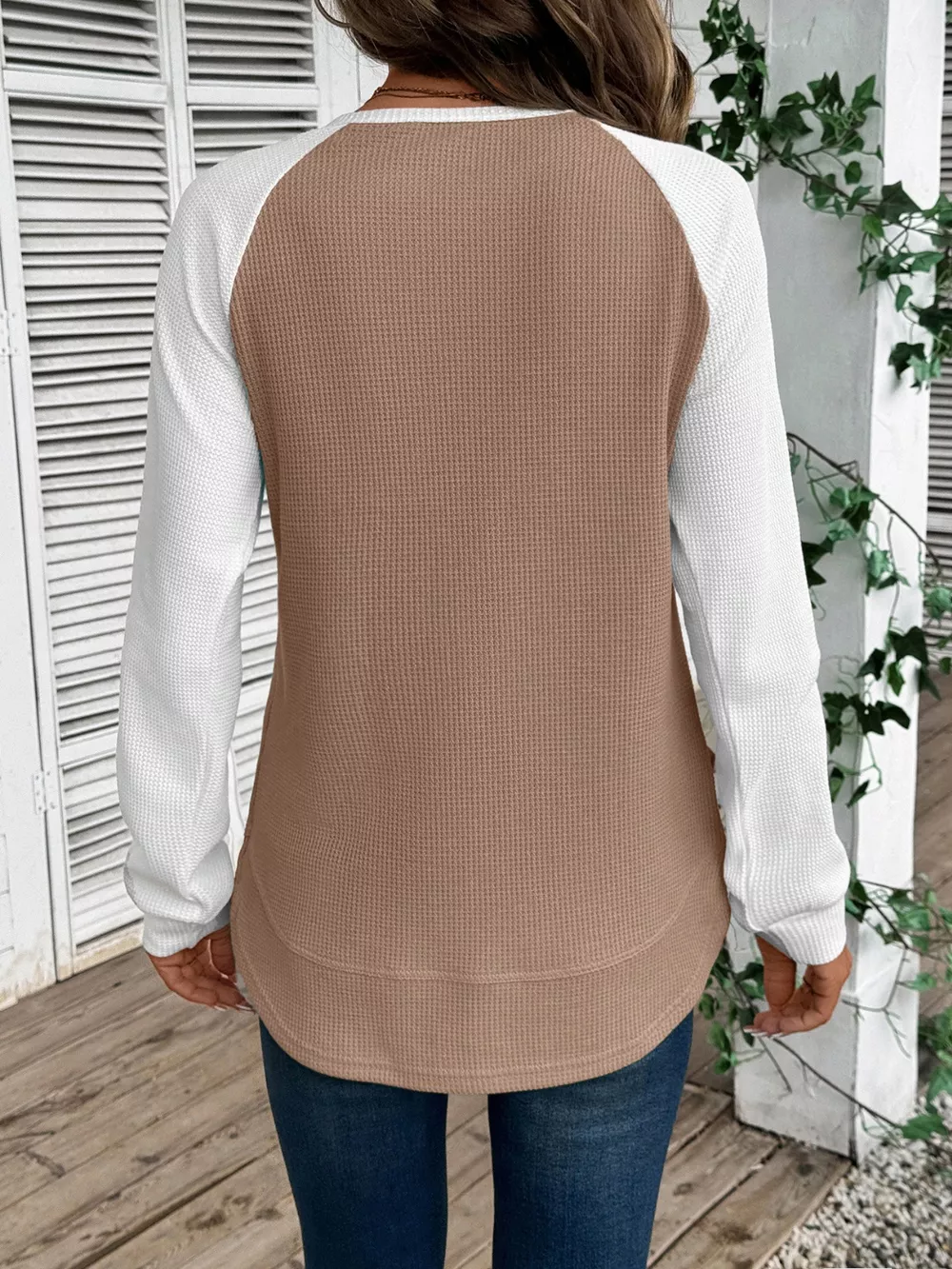 Waffle Knit Raglan Sleeve T-Shirt, image 10