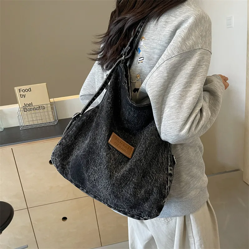 Adjustable Strap Denim Shoulder Bag, image 13