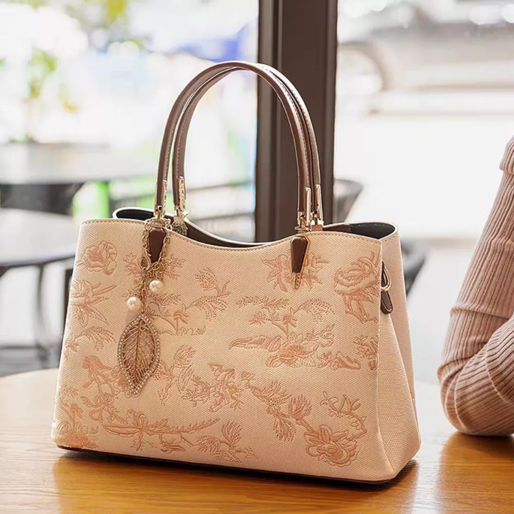 Embroidered Floral Leather Handbag, image 2