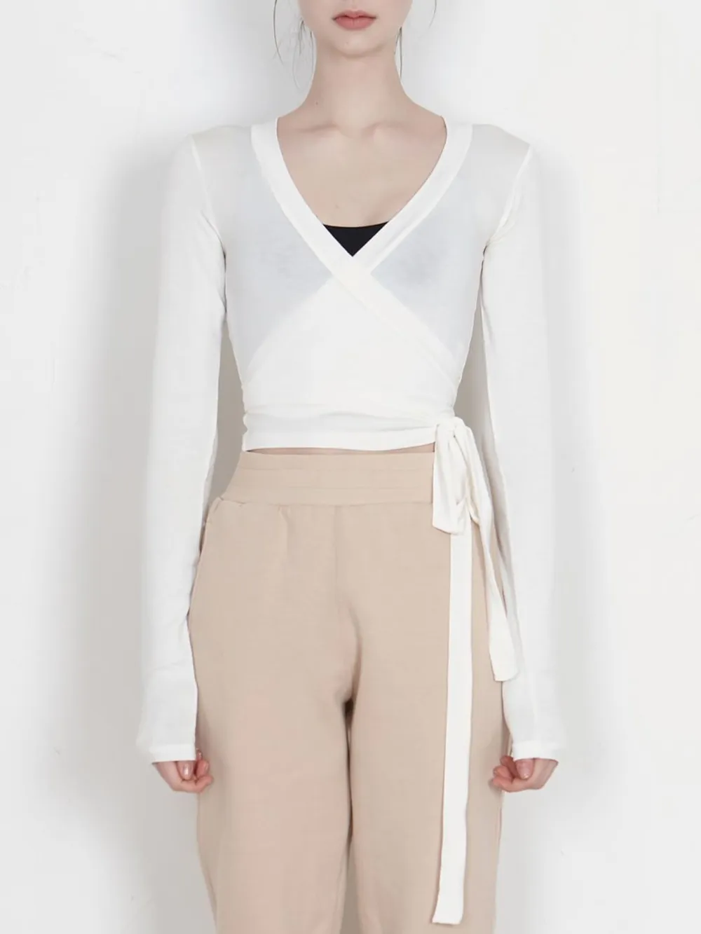 Tied Surplice Long Sleeve Top, image 12