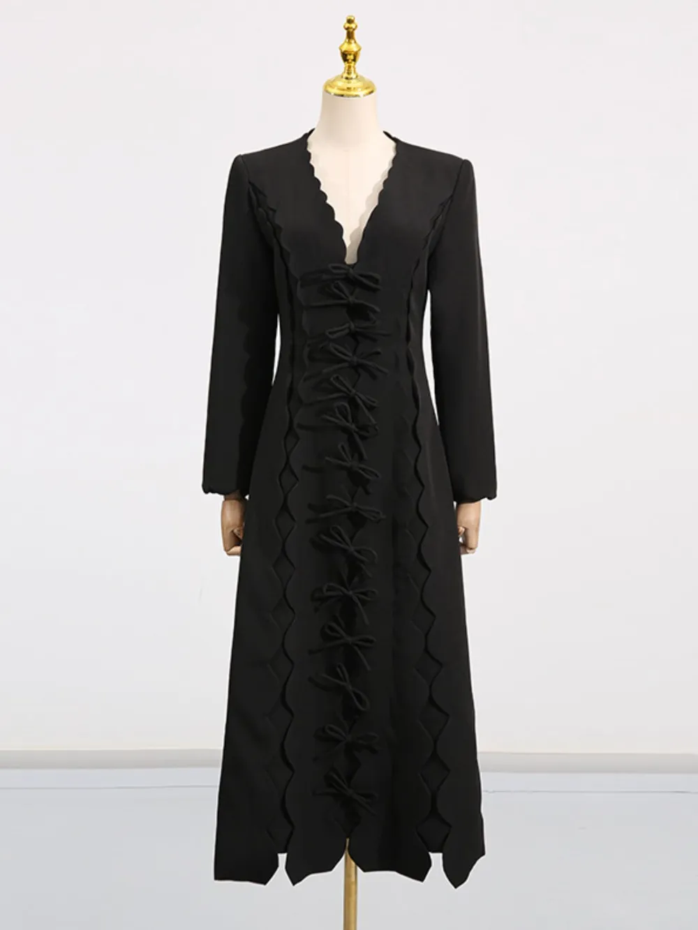 Long Sleeve Bow Front Midi Dress, image 10