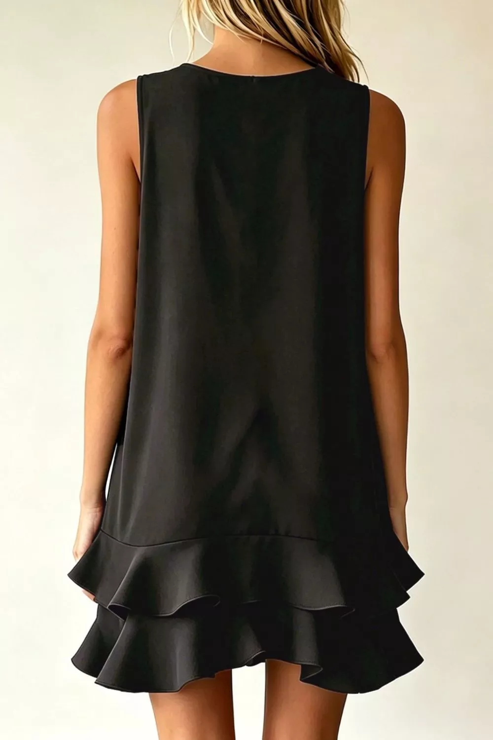Full Size Sleeveless V-Neck Ruffle Hem Mini Dress Plus Size, image 11