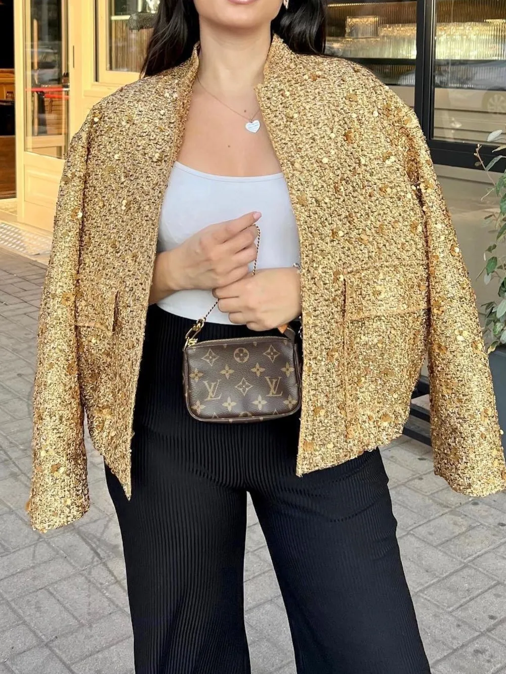 Sequin Long Sleeve Jacket with Pockets, image 5