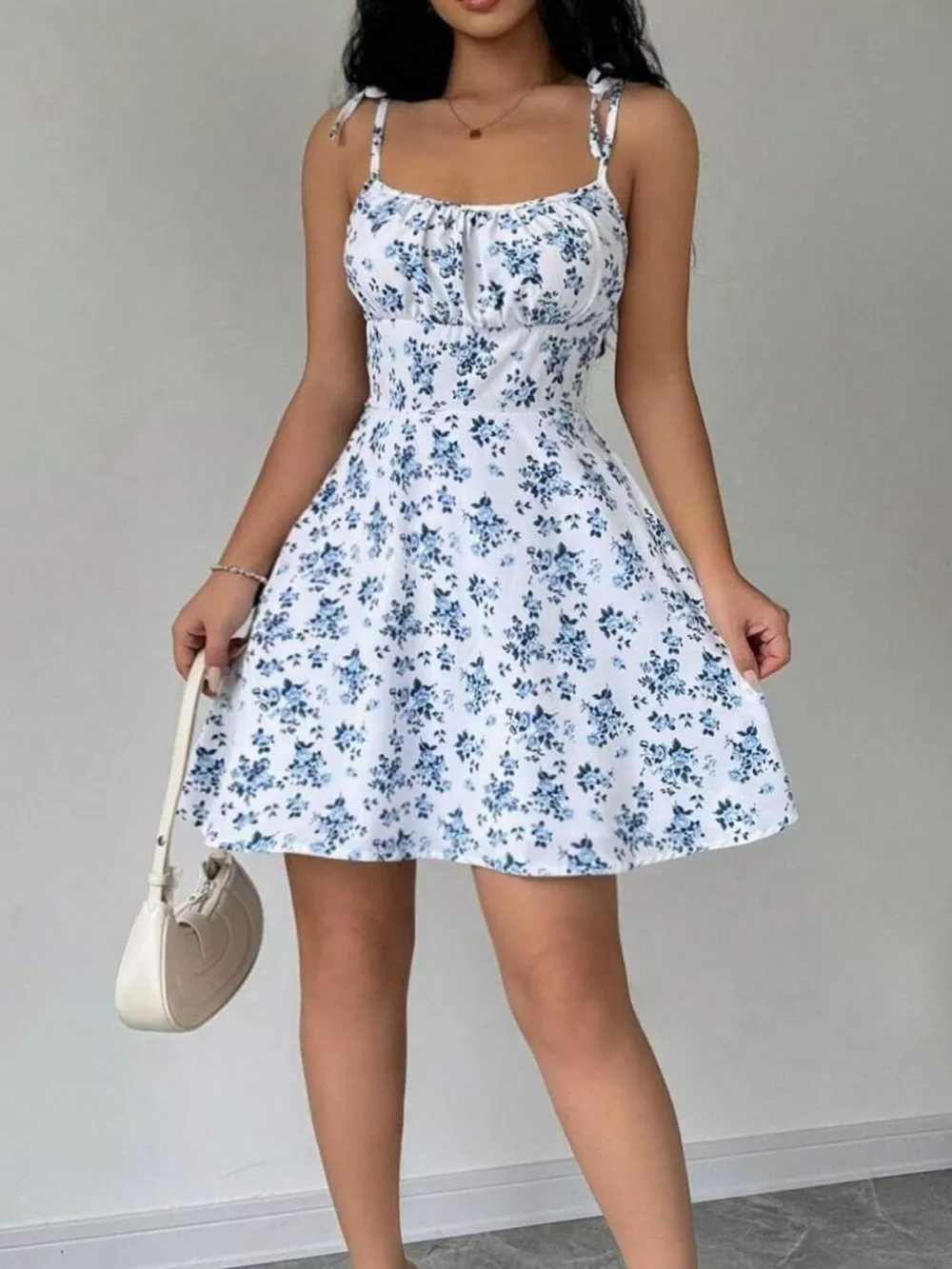 Floral Print Spaghetti Strap A-Line Mini Dress, image 3