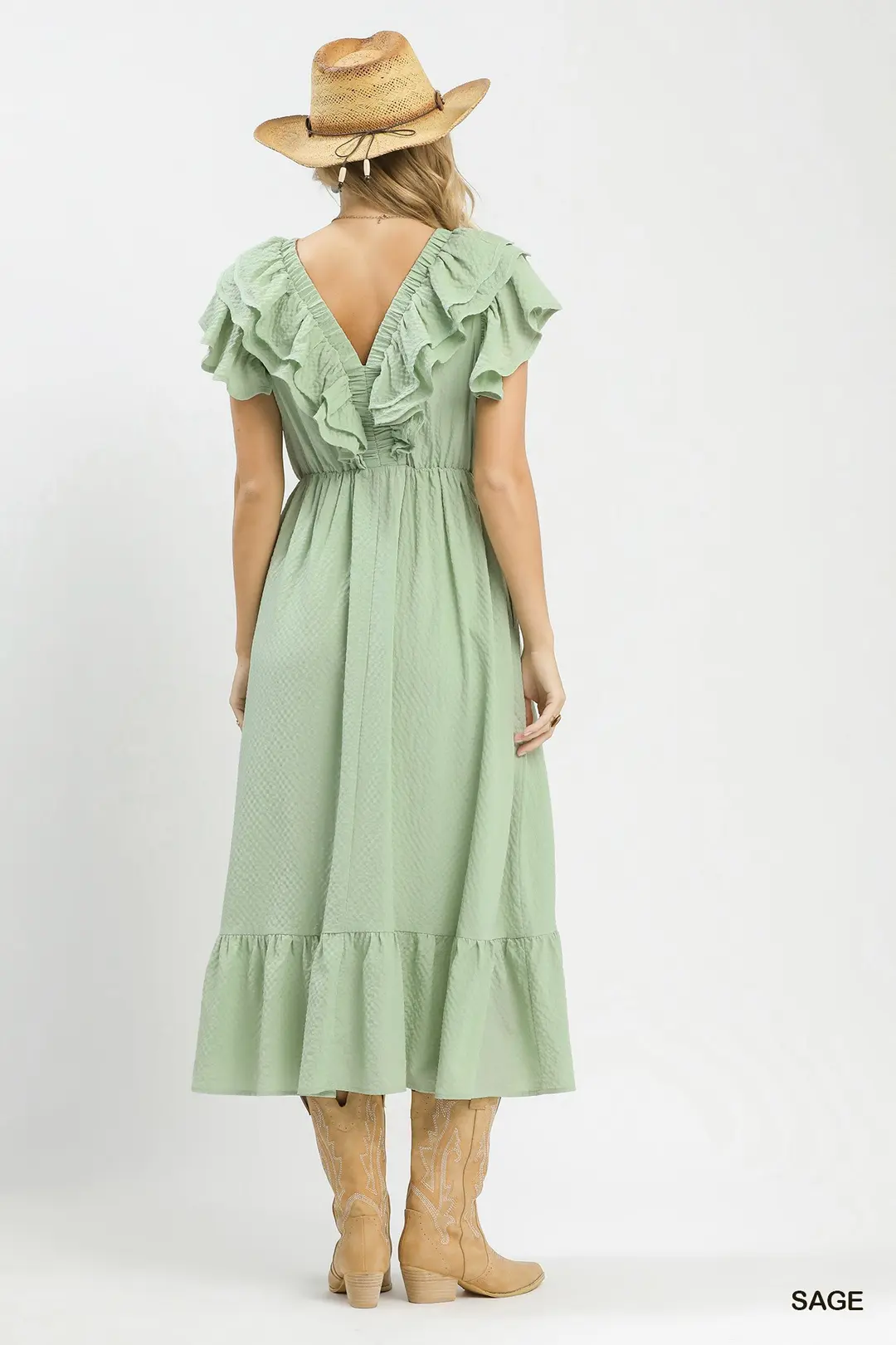 Textured Ruffle Midi Dress, image 4