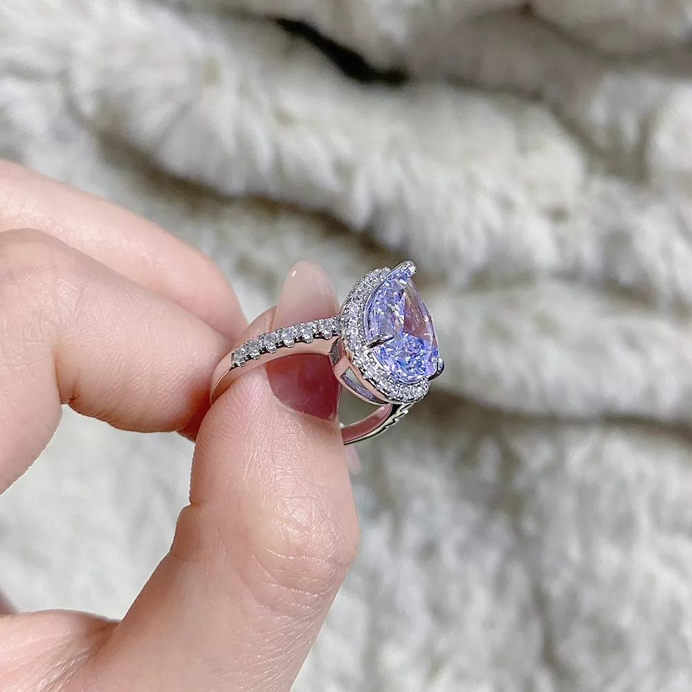 925 Sterling Silver Zircon Teardrop Ring, image 5