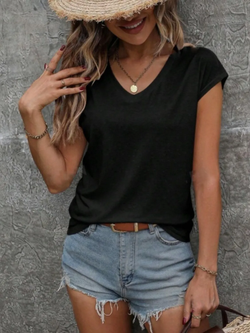 V-Neck Short Sleeve T-Shirt, image 10