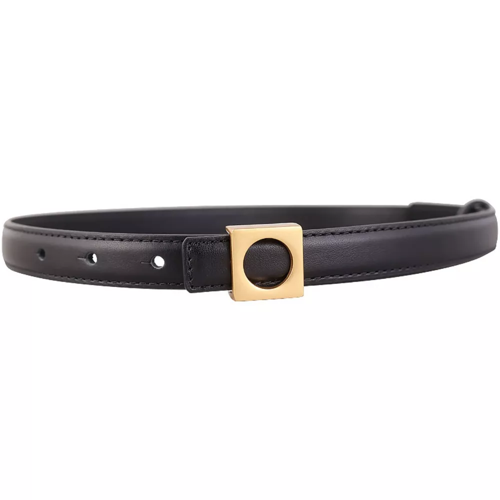 Square Buckle Skinny Leather Belt, image 7