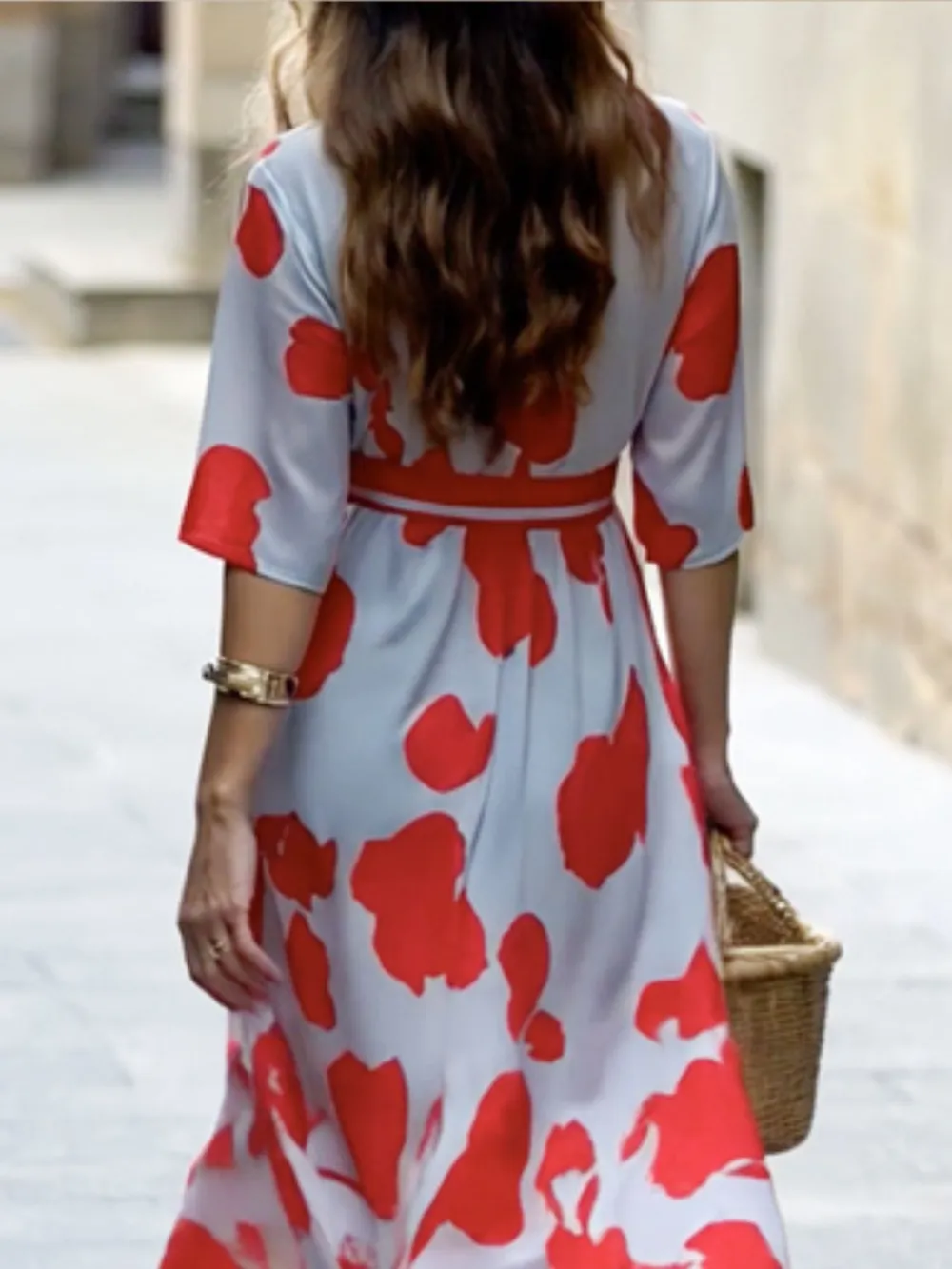 Floral Print Half Sleeve Wrap Maxi Dress, image 7