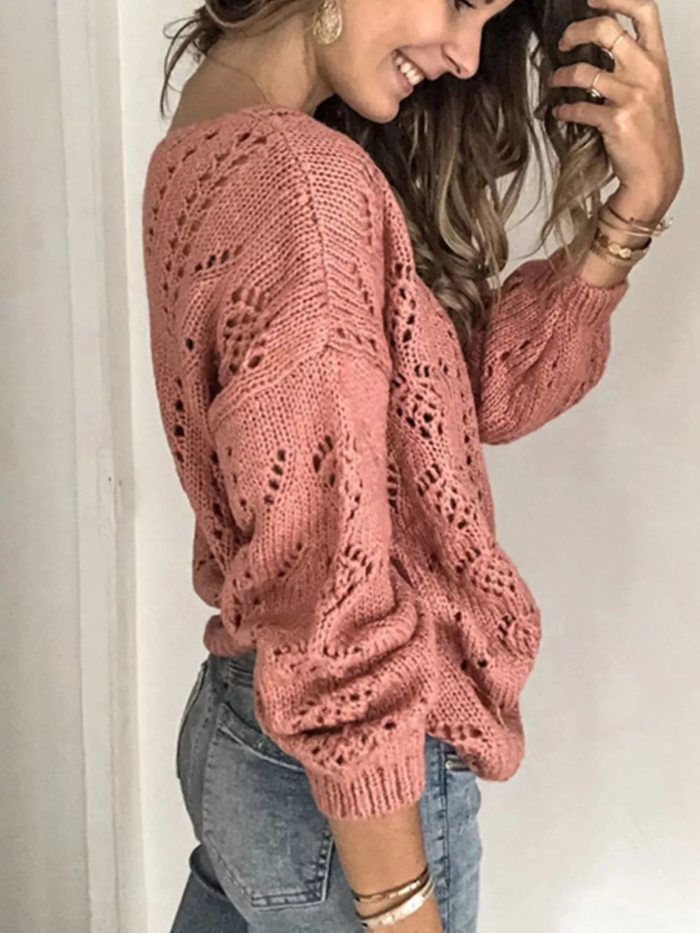 Openwork V-Neck Cardigan, image 6