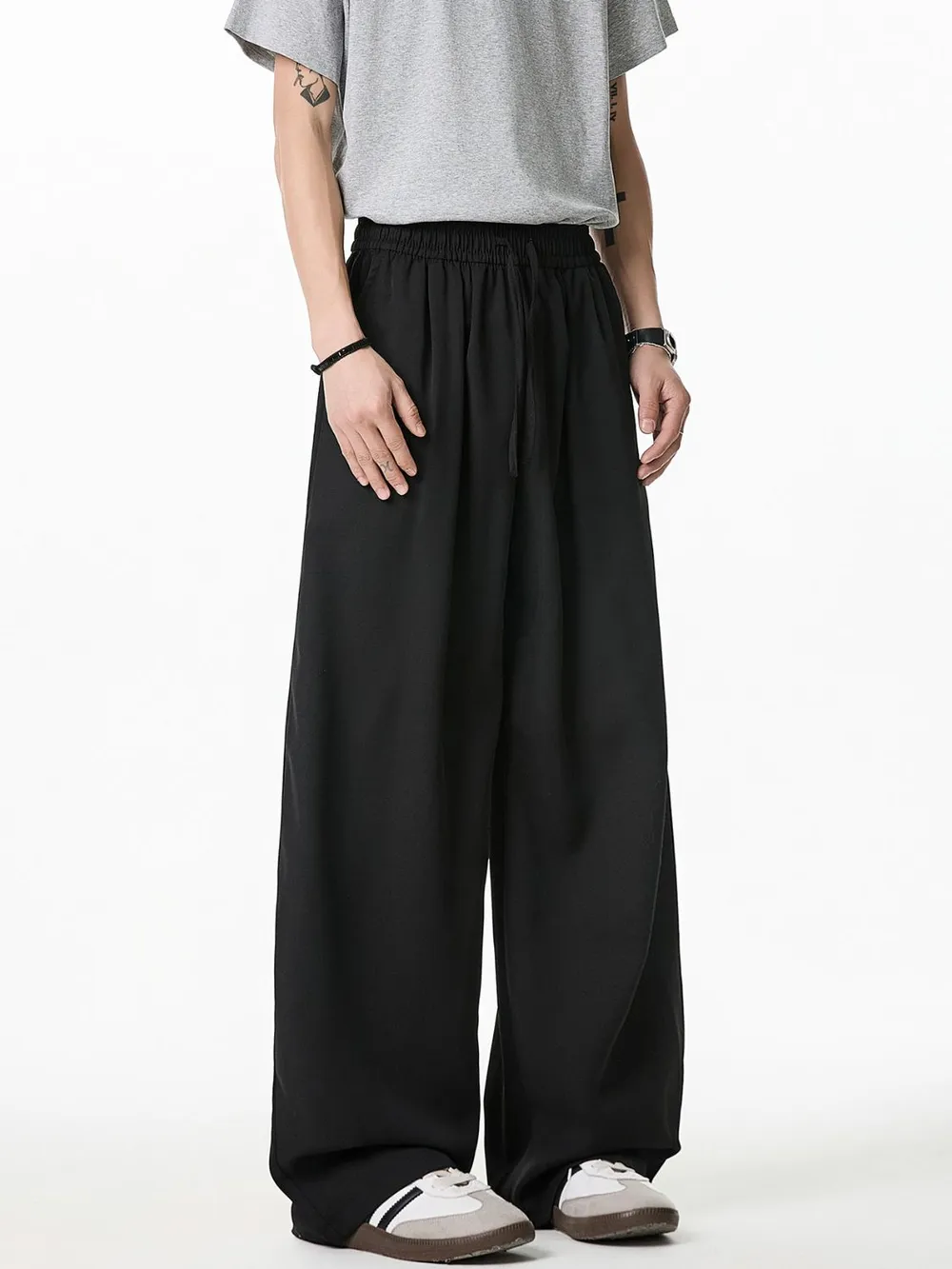 Men's Plus Size Drawstring Wide Leg Pants