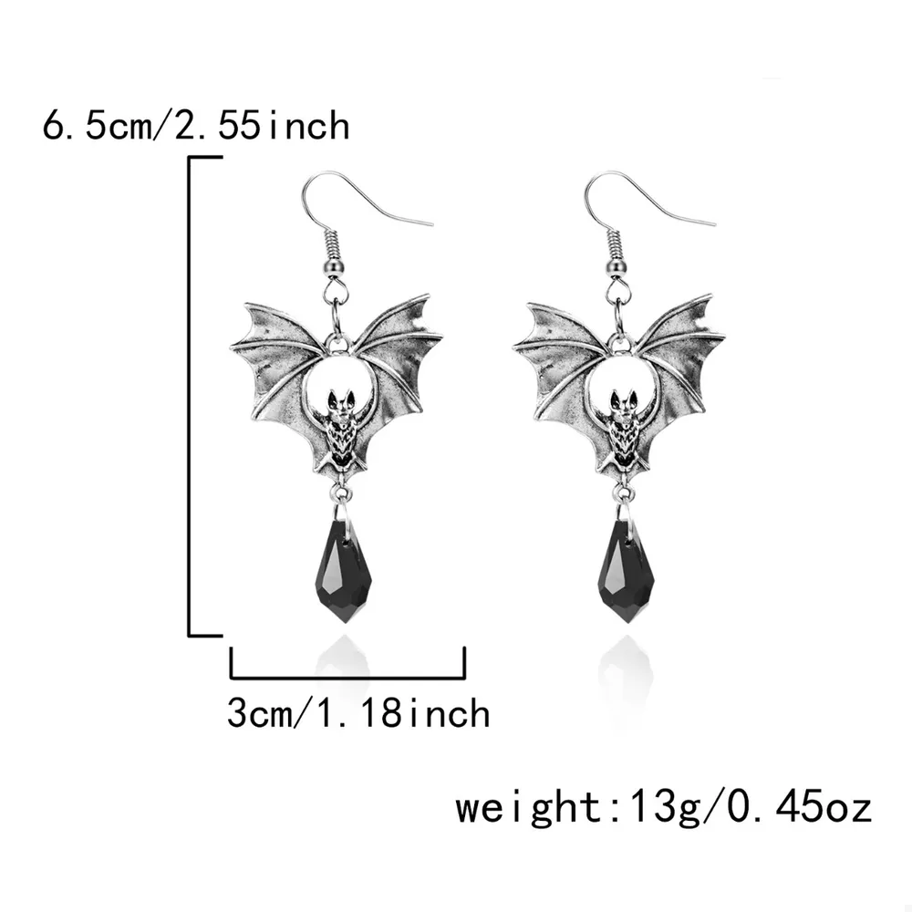 Gothic Bat Drop Earrings, image 7