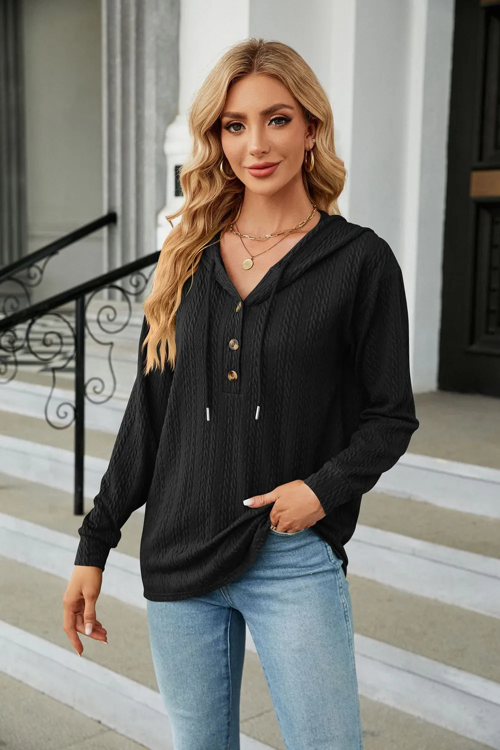 Cable-Knit Long Sleeve Hoodie, image 23
